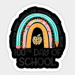 100Th Day Of School Teacher 100 Days Smarter Rainbow Sticker